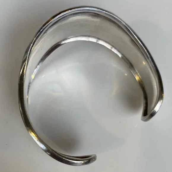 Vintage 925 TAXCO Mexico Sterling Silver Wave Cuff Bracelet - Picture 3 of 8